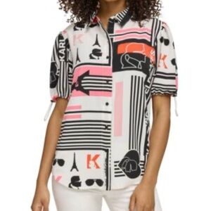 Karl Lagerfeld women Button Down Shirt - Black, White, Pink
